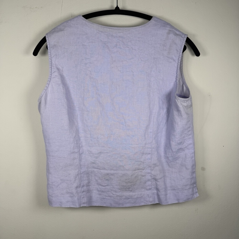VTG New York City Design Co Size 10 100% Linen lilac Vest 3 Button Front Peasant - Picture 7 of 8